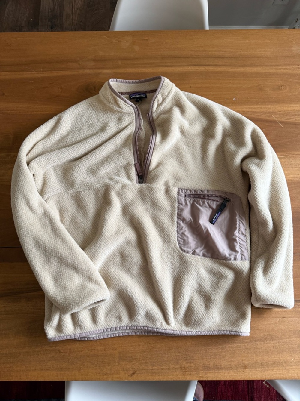 Patagonia Cream Fleece Quarter-Zip Pullover